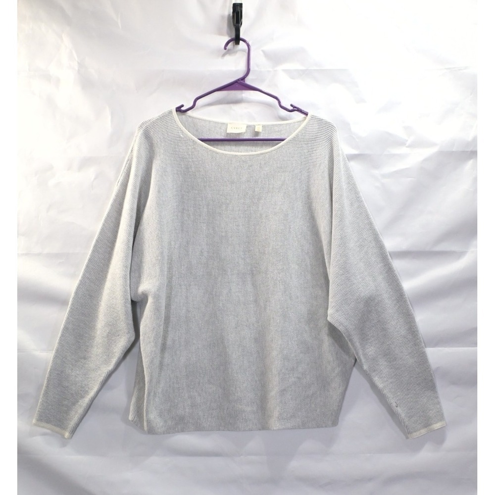 Cyrus Light Gray Waffle Knit Sweater Top Long Sleeve Casual Women M
